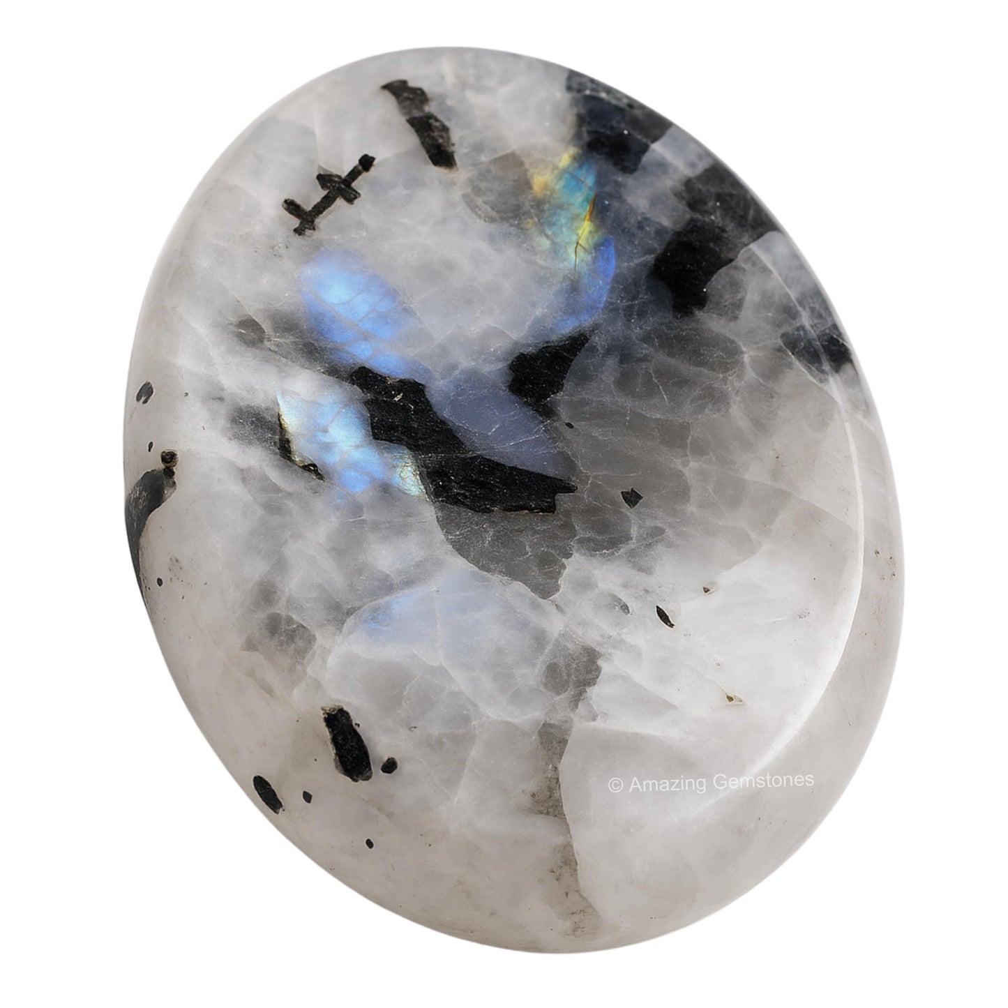 Amazing Gemstone Rainbow Moonstone Worry Stone Crystals, Healing Stones