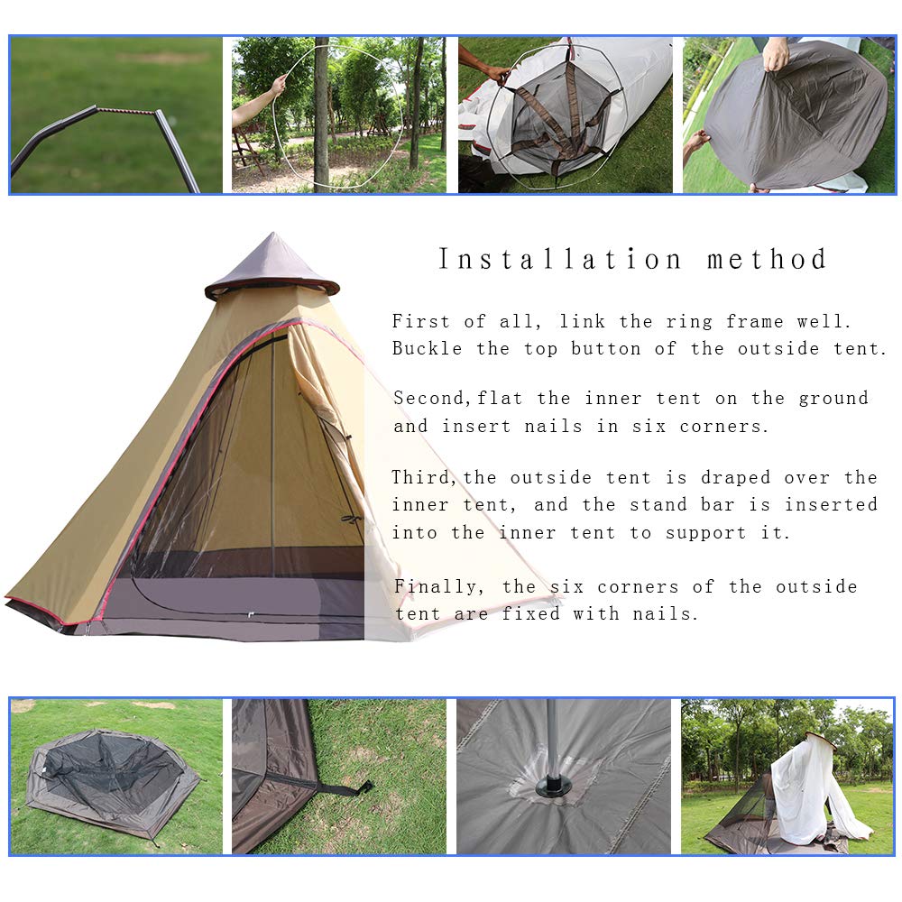 12'x10'x8'Dome Camping Tent 5-6 Person 4 Season Double Layers Waterproof Anti-UV Windproof Tents Family Outdoor Camping Tent