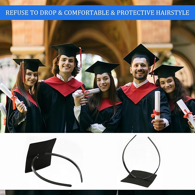 Pvoiue Graduation Cap Headband Insert, Grad Caps Headband Insert, Adjustable, Secures Cap and Keeps Hairstyle, Upgraded Interior Design, Simple and Practical Anti-Fall Hairband for Graduation
