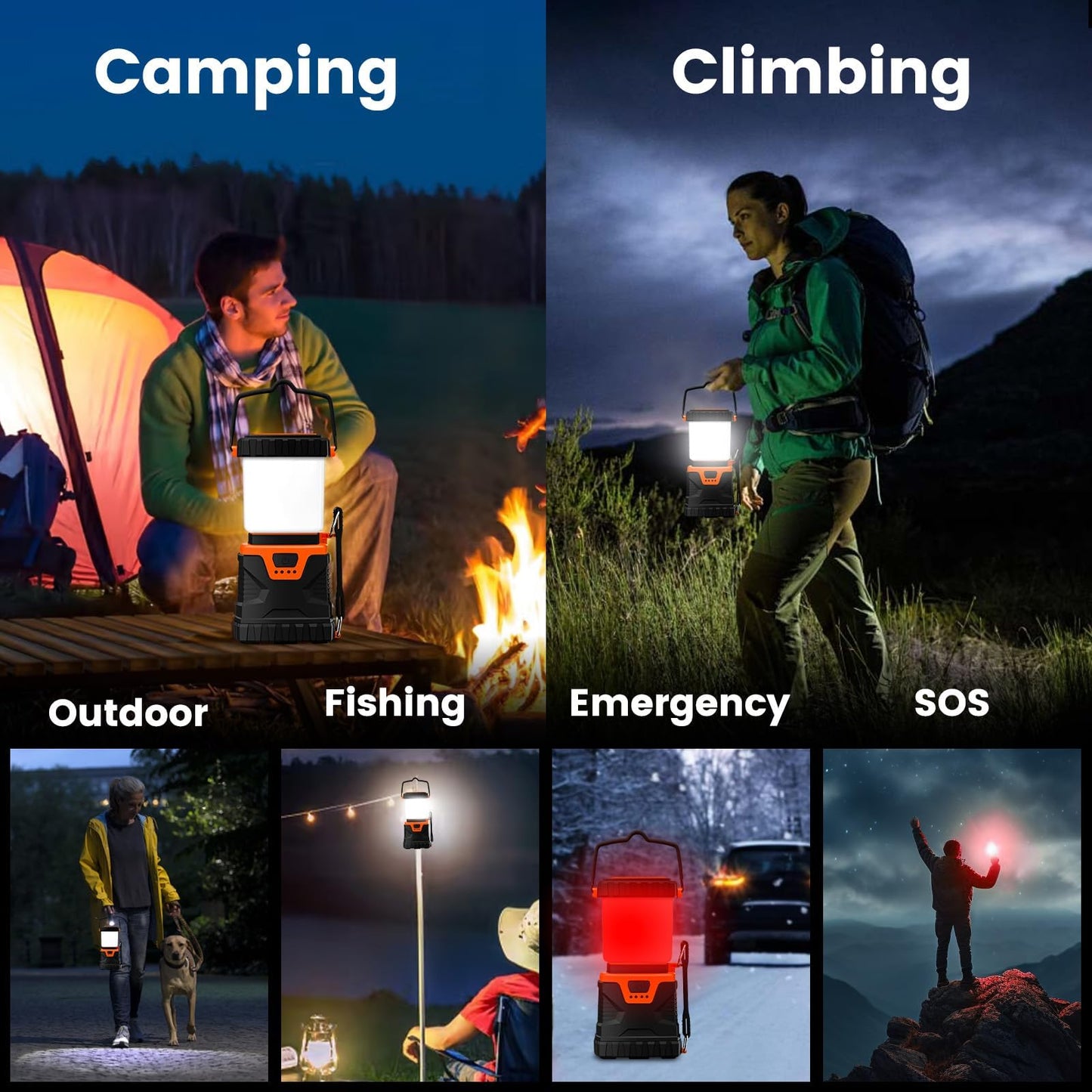 Xynover LED Camping Lantern Rechargeable,1000LM, Portable with 5 Ligth Modes, IP44 Waterproof 4400mAh Tent Flashlight Lanterns for Power Outages, Hiking, Hurricane,Campsites, Emergencies (2-Pack)