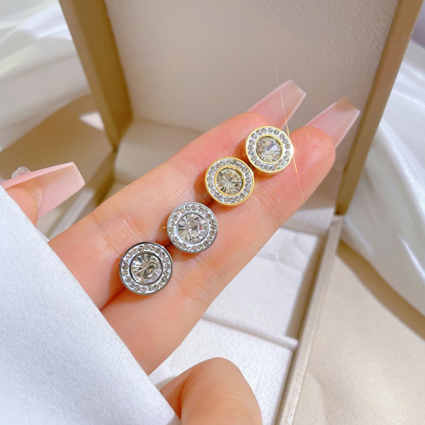 Lymphatic Earrings for Women Halolux Lymphvity Germanium Therapy Earrings Lymphatic Drainage Earring Lymph Detox Earring Cute CZ Stud (Gold+Silver)