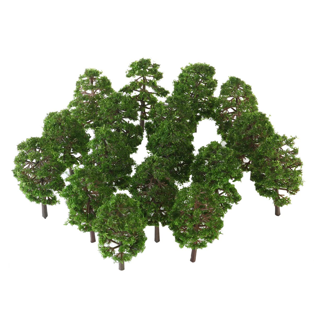 20pcs Model Trees Miniature Fake Diorama Tree MIni Train Railroad Railways Architecture Landscape Scenery Scale 1:100 for DIY Projects Crafts Fairy Garden Rainforest Supplies Dark Green