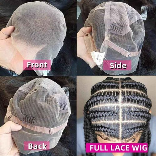 QTIKER Full Lace Human Hair Wigs Transparent Lace Silky Straight Whole Lace Cap Remy Hair Extension Pre Plucked Glueless Free Parting Wig (10inch, Straight)