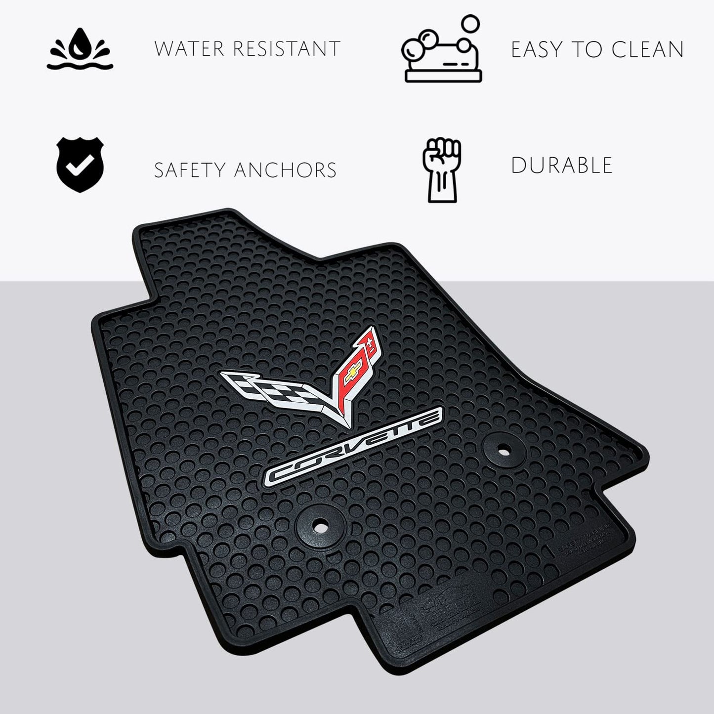 Lloyd Mats Custom-Fit All-Weather Rubber Floor Mats for Corvette C7 2014-2019 2pc Set