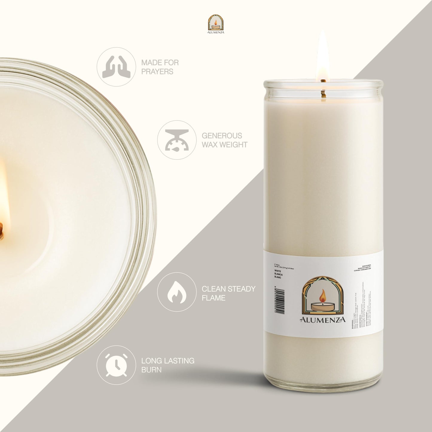 Alumenza 6 Pack Virgen de Guadalupe Candle in Glass Jar 90 Hours– Paraffin Wax, Clean Burning Unscented | Large & Tall Devotional Prayer Pillar Candles for Home, Memorial, Rituals