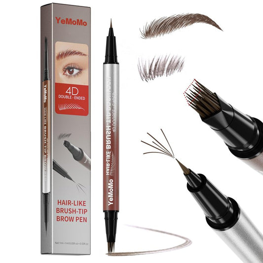 YeMoMo 4D Double-Ended Eyebrow Pen, Hair-Like Brush Tip, Waterproof Brow Tint with Soft Nib, Available in 5 Natural Colors (3#Dark Brown)