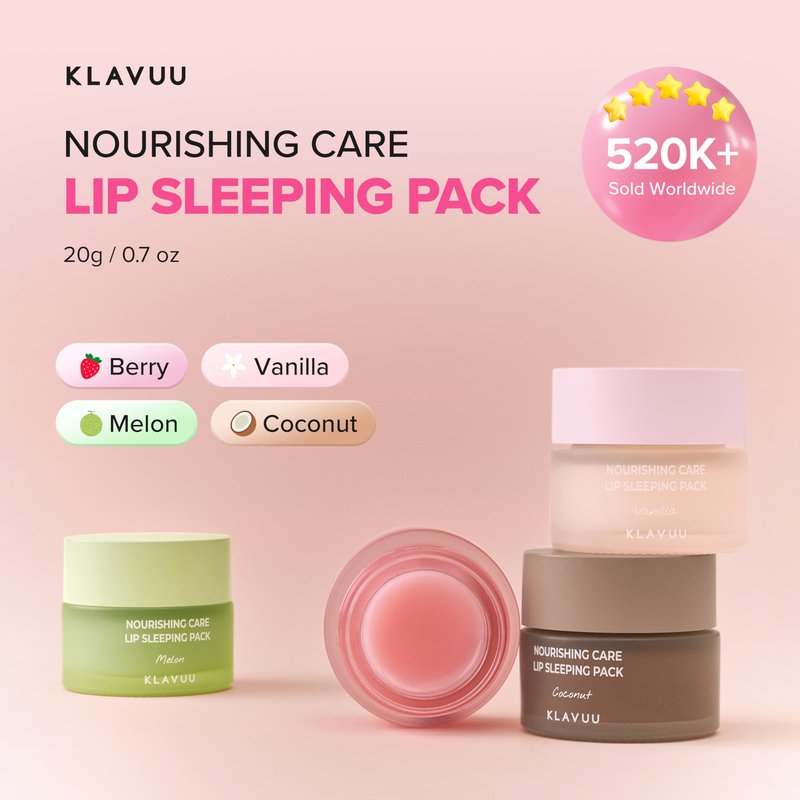 Klavuu Lip Mask Set (2PCS) – Overnight Deep Hydrating Korean Lip Balm Treatment for Very Dry, Chapped Lips | Lip Lightening & Plumping with Instant Hydration | Gentle Exfoliating (Vanilla + Vanilla)