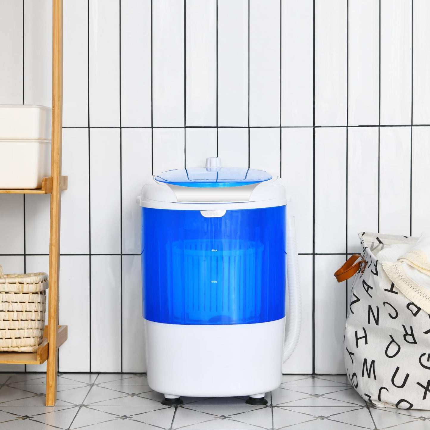 COSTWAY Mini Portable Washing Machine, 5.5 lbs Washing Capacity, Compact Laundry Washer with Durable Design, Single Tub, Rotary Controller, Small Washer Machine for Home Apartment Dorms and RV, Blue