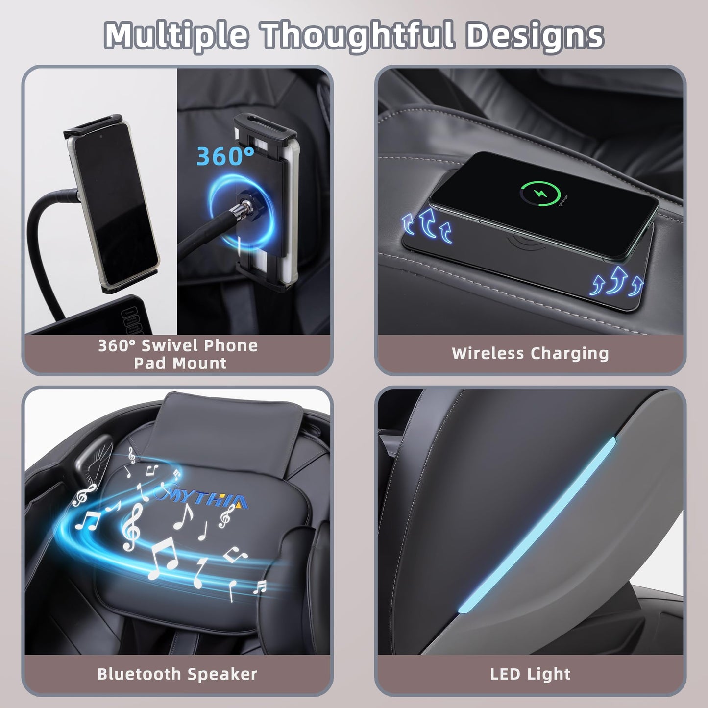 MYTHIA 2026 A303C Massage Chair, Full Body Zero Gravity Recliner with SL Track, Body Scan, 12 Auto Modes, Lumbar Heat, Bluetooth App, Wireless Charge, and Foot Rollers for Home and Office (Black)