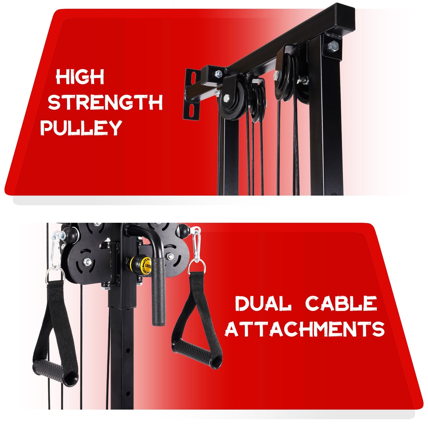 Signature Fitness Fitvids Wall Mount Cable Station with Adjustable Dual Pulley System Pull Down Fitness Station – Sports Training – M300 – Black