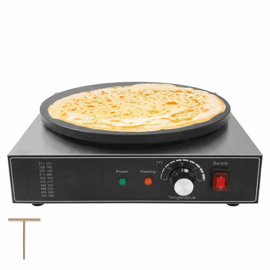 16 Inch Commercial Crepe Maker, Non-Stick Electric Crepe Machine with Precise Temp Control and Indicator Lights for Home and Restaurant,1750 w,110 v