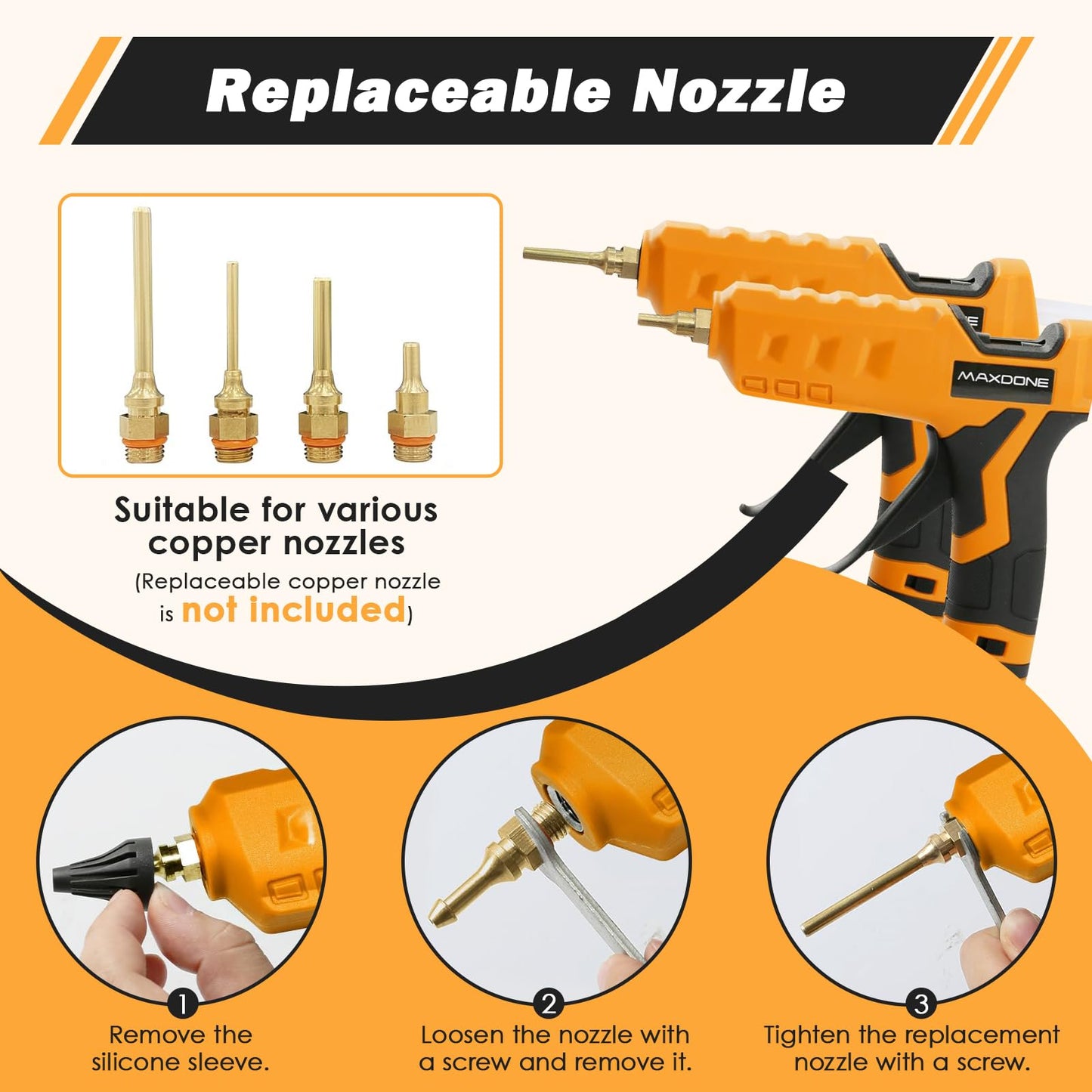 100W Cordless Hot Glue Gun for DeWalt 20V MAX Battery (Tool Only) Wireless Power Glue Gun Full Size with 12pcs Glue Sticks(0.43")(11mm) for Art DIY Craft Home Repair School(Battery Not Included)