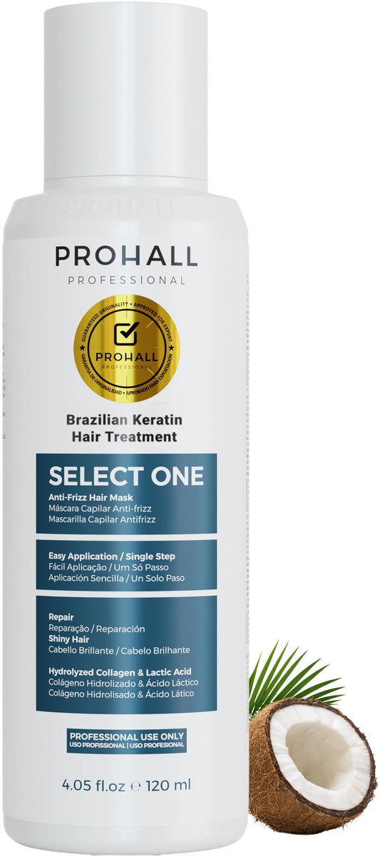 Brazilian Keratin Treatment Blowout Complex-PROHALL SELECT ONE -Formaldehyde Free Keratin Hair Treatment at Home-Queratina Brasileña Keratina Para Alisar el Pelo Sin Formol