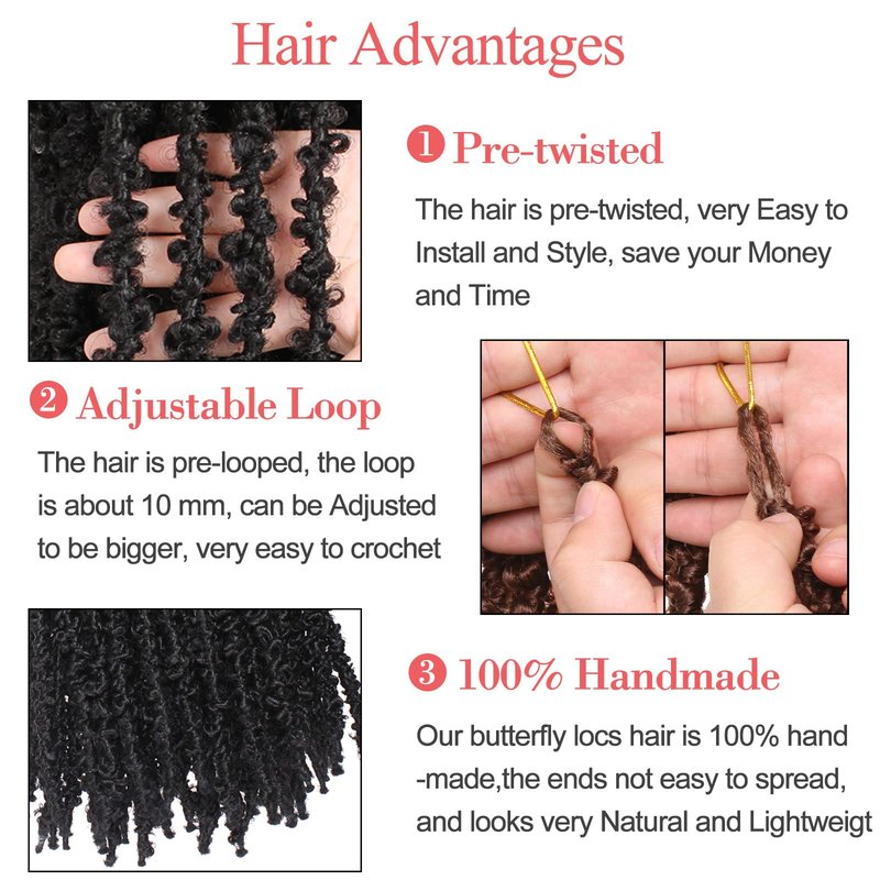 Leeven 30 Inch Long Butterfly Locs Crochet Hair for Black Women 6 Packs Pre-twisted Crochet Butterfly Braids Locs Brown Distressed Faux Locs Crochet Hair 30#