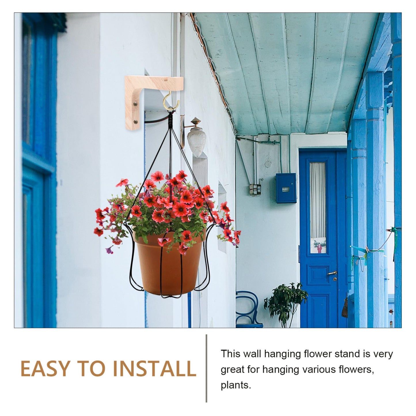 Toddmomy 2pcs Wooden Hanging Plant Brackets Wall Hooks for Indoor Outdoor Plant Hangers Heavy Duty Flowerpot Support with Natural Wood Finish