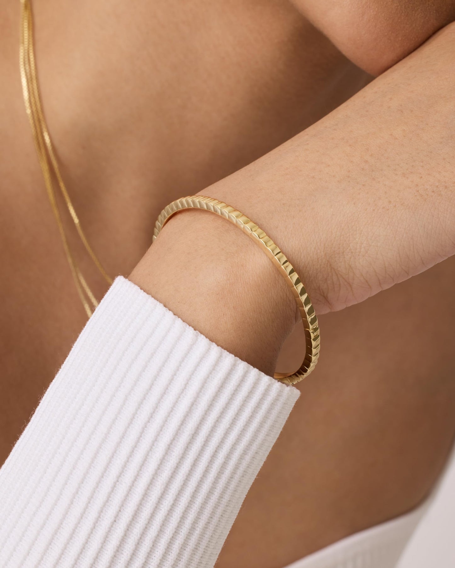 PAVOI 14K Yellow Gold Plated Stackable Bangle Bracelet for Women | Statement Jewelry Dainty Cuff Bracelets