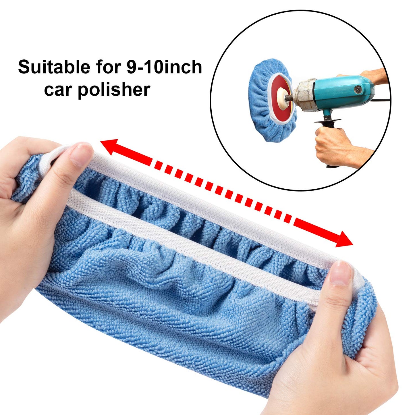 Mudder 20 Pieces 9 to 10 Inches Buffer Pads Car Polisher Bonnet Orbital Buffer Bonnets Microfiber Polishing Pad Cover