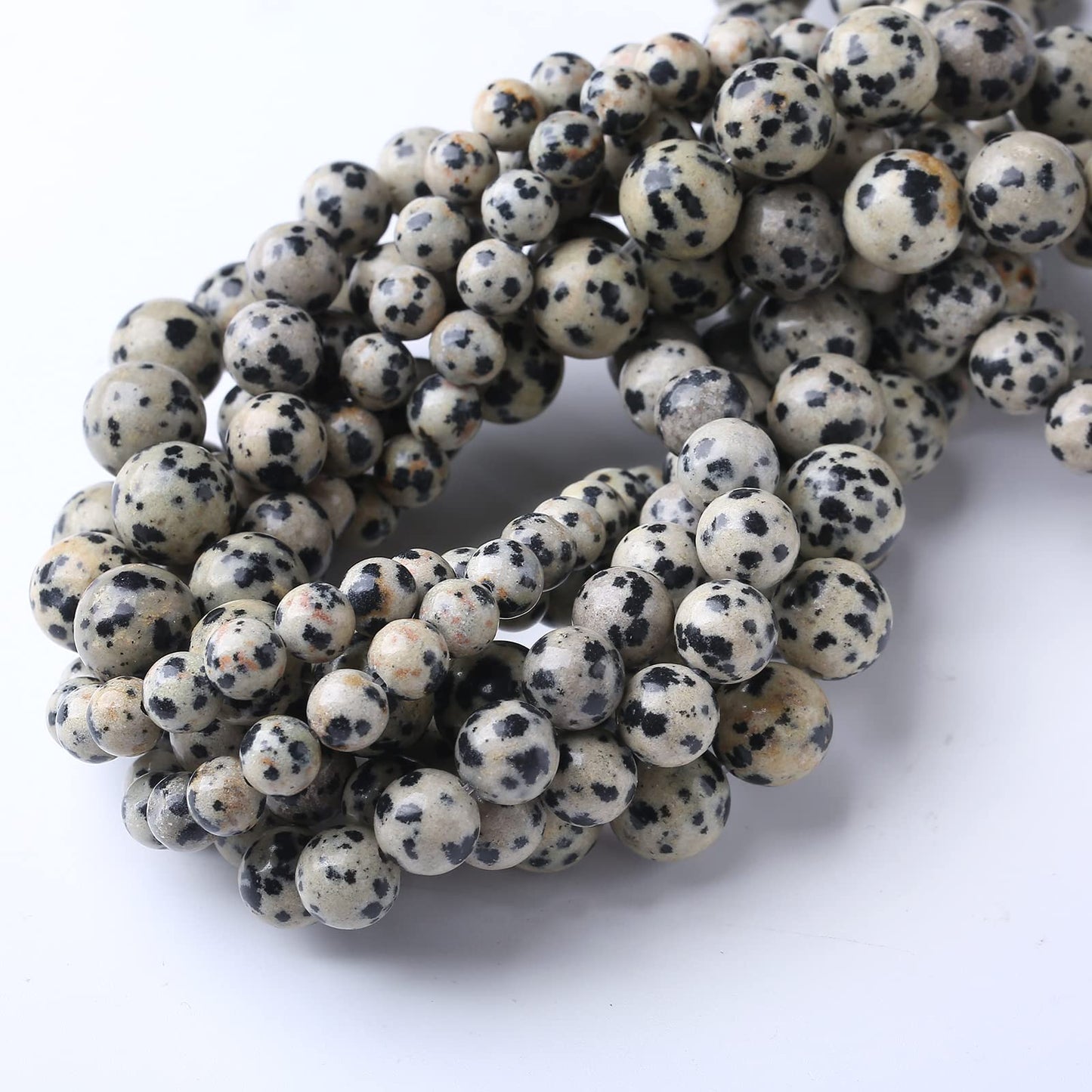 90PCS 4MM Dalmatian Jasper Natural Gemstone Round Stone Beads for Jewelry Making DIY Energy Stone Healing Power Bracelet 15"
