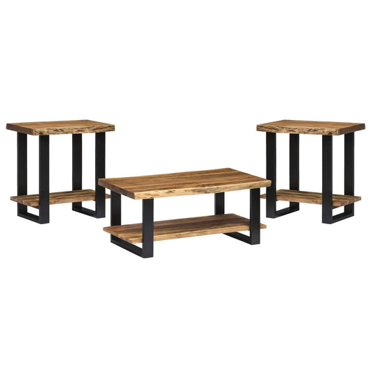 Alaterre Furniture Alpine Natural Live Edge 42" Coffee Table and Set of 2 End Tables