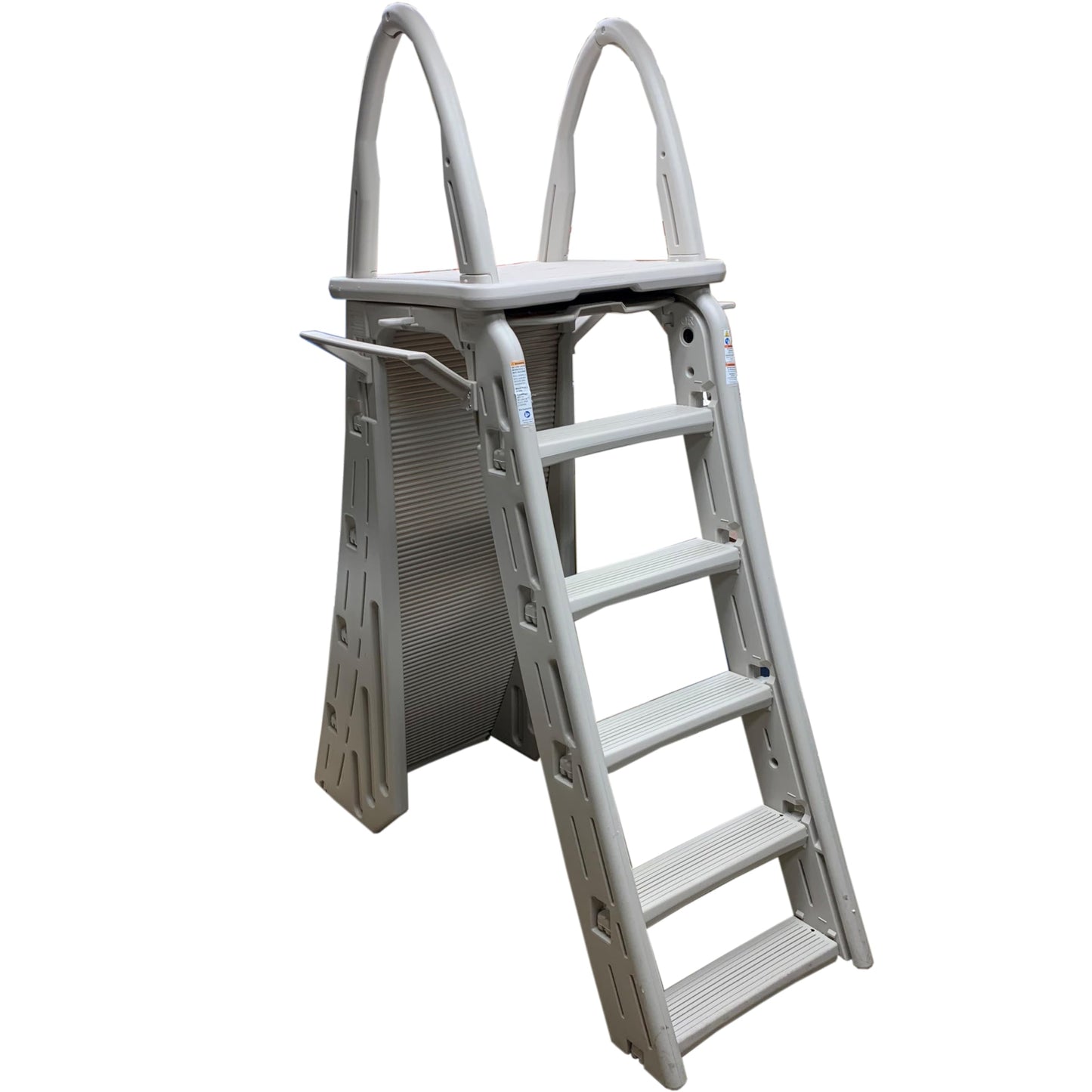 Confer Plastics 7200 Above Ground Pool Ladder Adjustable 48" to 56" Roll-Guard A-Frame Safety Ladder, Swimming Pool Ladder with Wholesalehome Beach Ball
