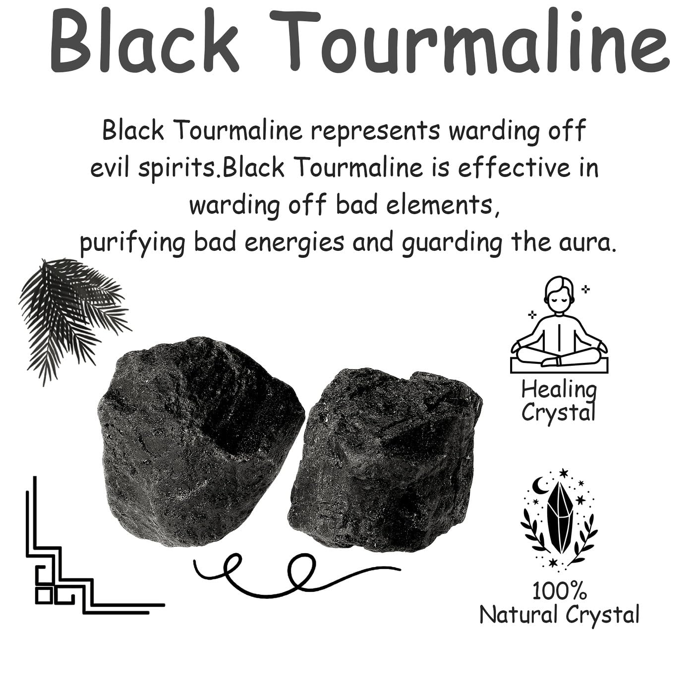 NUKAYAI 2Pcs Black Tourmaline 1.8-2.2" Large Natural Stones Raw Healing Crystals Black Tourmaline Crystals for Tumbling Cabbing Polishing Rock Rocks Rough Wire Wrapping Wicca Reiki Gifts