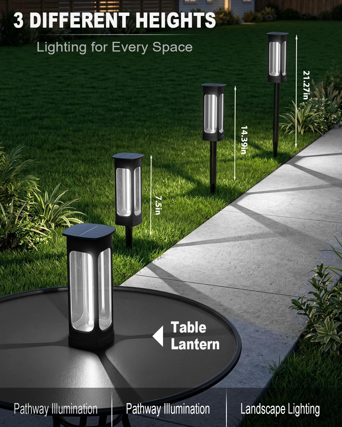 Solar Pathway Lights Outdoor 6 Pack, Upgraded Brighter 6 Inch extended filament Solar Garden Lights, Waterproof Up to 15 Hrs Lighting for Yard Garden Walkway Driveway Landscape Patio Decor （White）