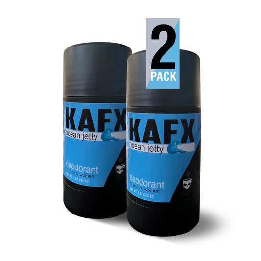 KAFX Body Ocean Jetty Deodorant with Odor-Fighting Coffee Oil, Organic Aluminum-Free Natural Deodorant for Women and Men, Long-Lasting Freshness, 2 Pack, 2.65 oz/75 g