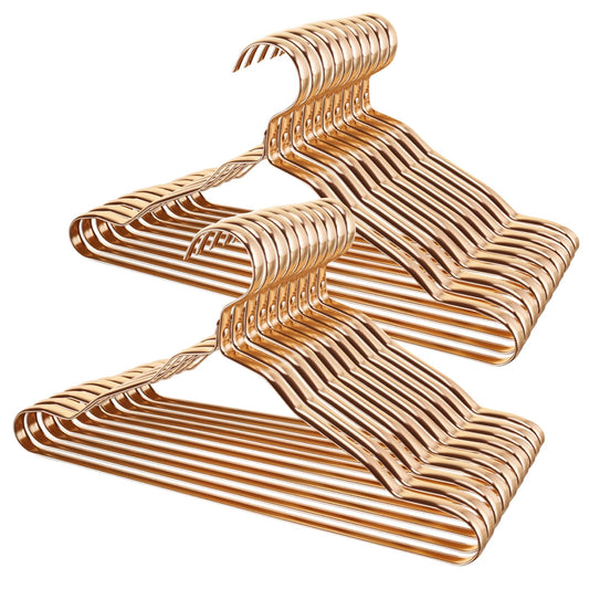 20 Pack Gold Aluminum Coat Hangers, 16.5” Premium Matte Hanger, Lightweight Smooth & Sturdy for Standard Size Suits, Clothing, Jacket, Pant, Dress, Shirts, Skirts