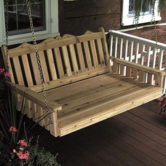 A & L Furniture Yellow Pine Royal English Garden Swing Bed, 6', Olive Gray