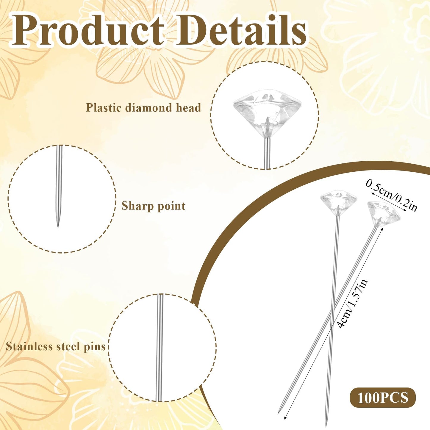 AOZUO 136 Pcs Clear Crystal Brooches for Women, Crystal Flower Brooch Pins with Rhinestones Bulk Brooches Jewelry Rhinestone Embellishments for DIY Jewelry Crafting Sewing Wedding Hair Decoration