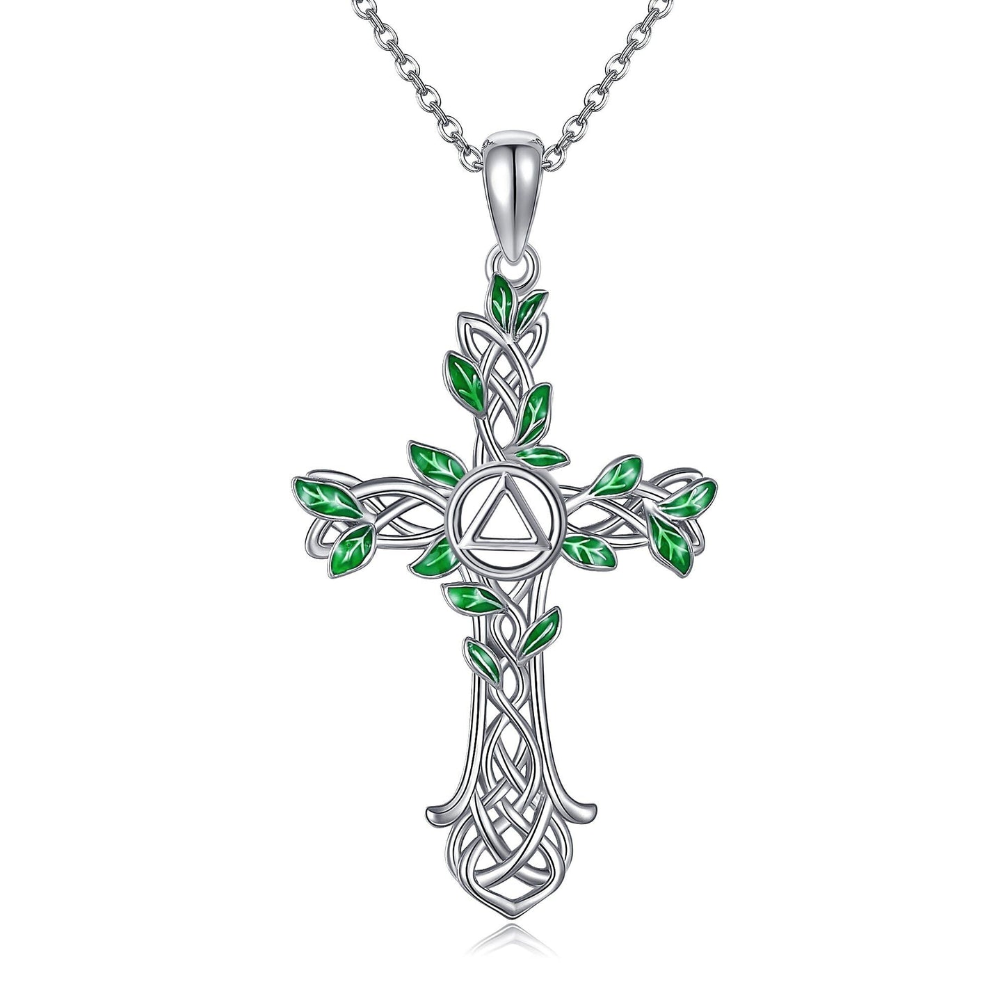 ONEFINITY AA Cross Necklace Sterling Silver Celtic Knot Cross Pendant Gifts for Women Men Jewelry (AA cross)