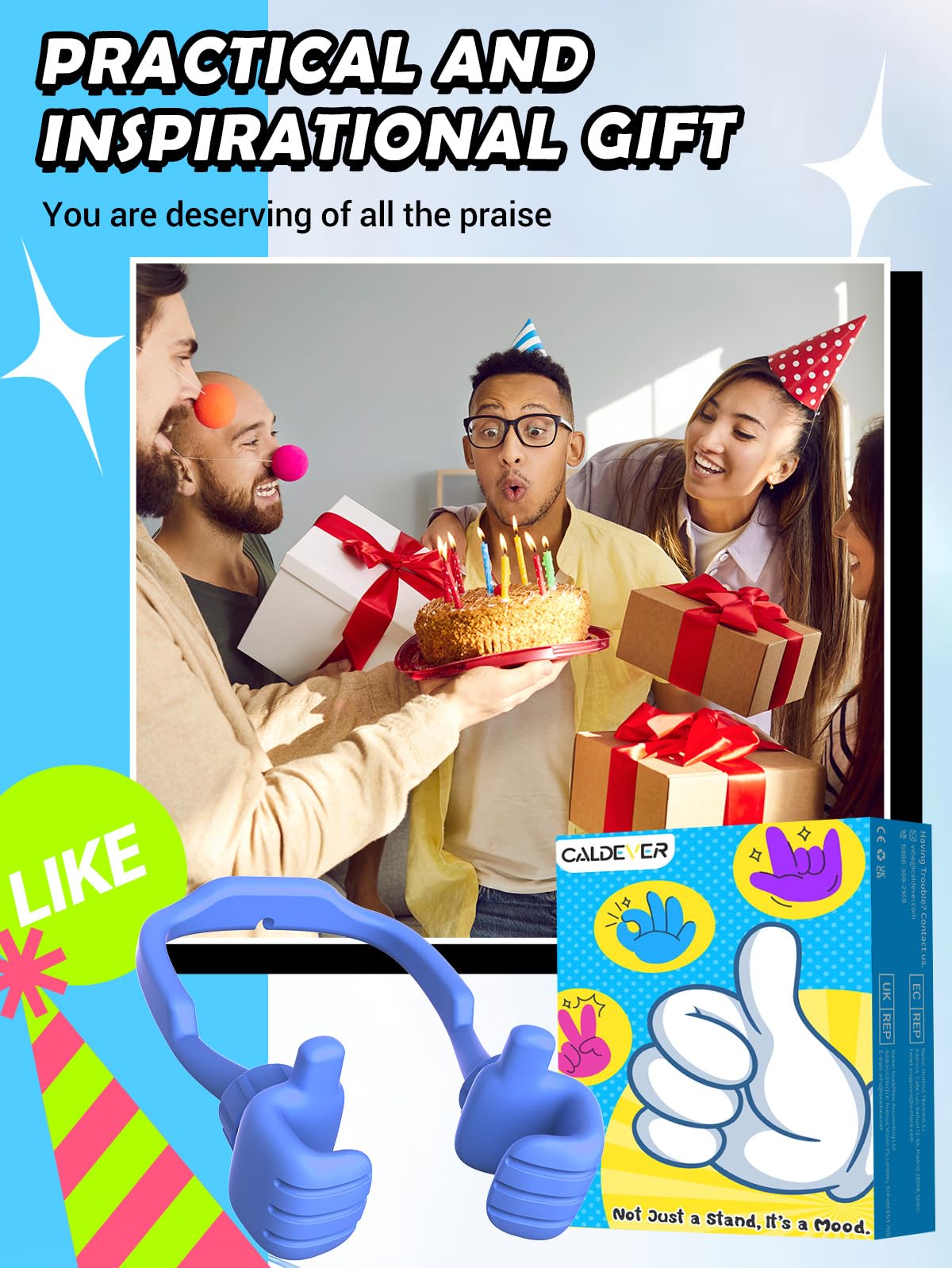 Gifts for Teens Boys Girls Mom Gift for Mothers Day Cell Phone Stand: Upgrade Adjustable Thumbs Up Lazy Phone Holder for Desk Fun Birthday Gifts for Grandma Nana Aunt Adults Husband from Daughter Son