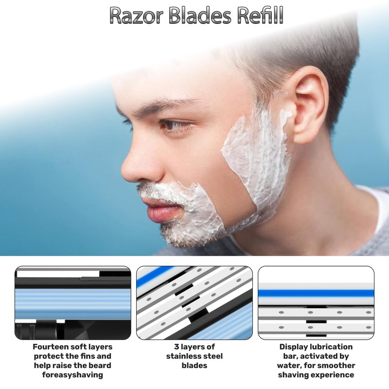 24 Pcs Razor Blade Refills for Men,Compatible with Ma-ch 3 Razor Blades Refill Disposable Blade Manual Beard Trimmer Safety Replacement Shaver Heads Set 1