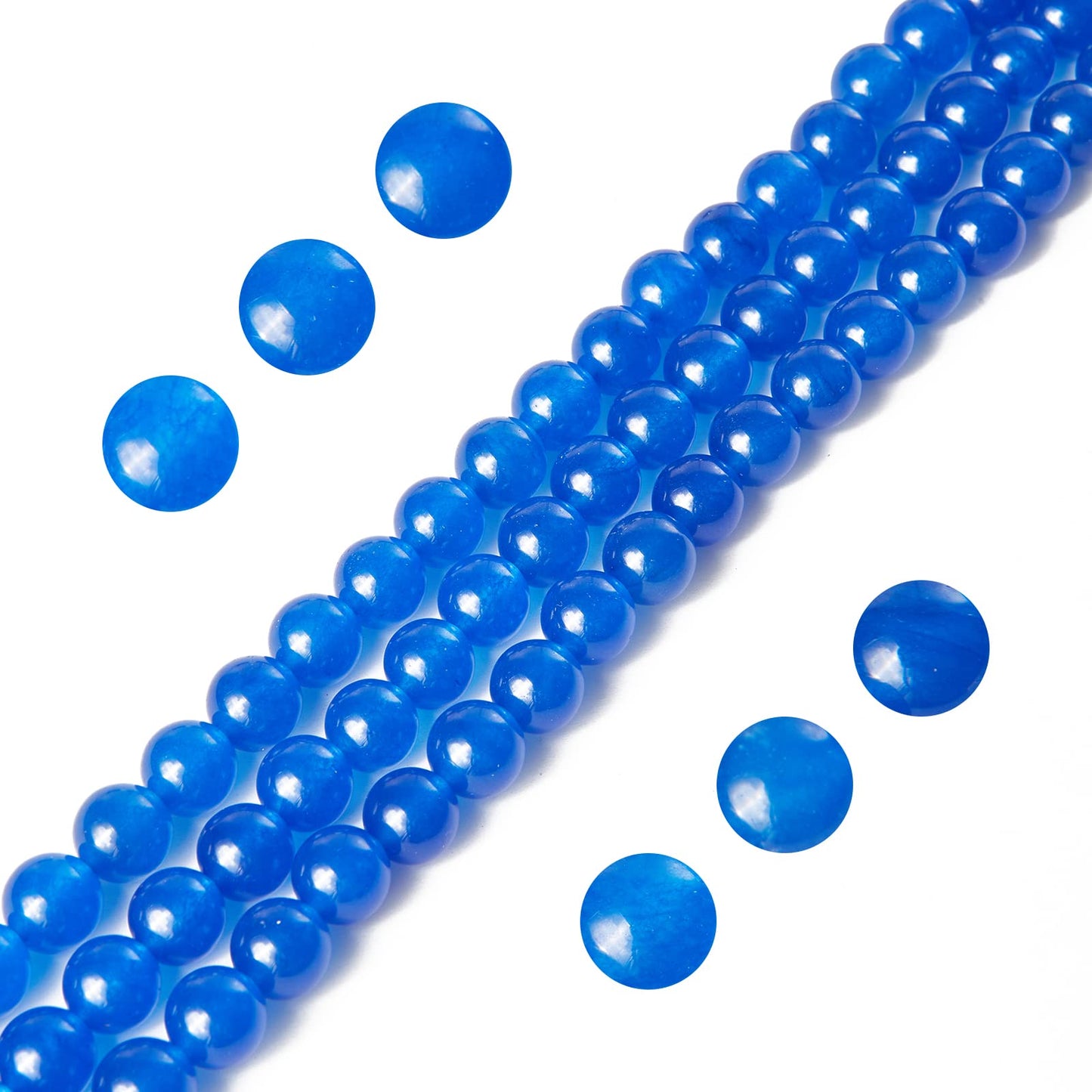 60pcs 6mm Blue Chalcedony Beads Natural Gemstone Beads Round Loose Beads for Jewelry Making