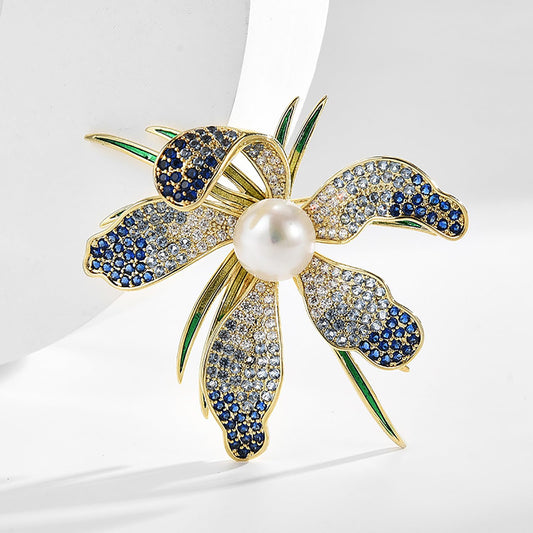 AILONMEI Brooches Jewelry for Women Fashion, Elegant Designer Costume Corsage Pearl Brooches & Pins Christmas Gift(Magnolia Flower)