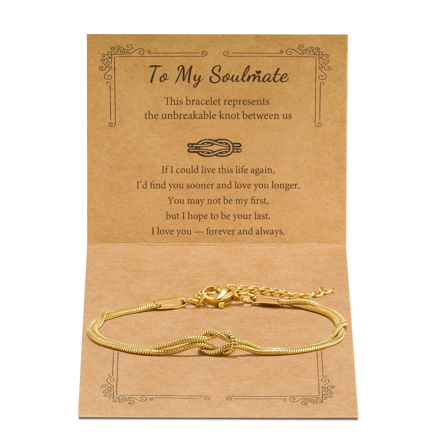 GRCLD Matching Bracelets for Couples Love Knot Bracelet Pinky Promise Soulmate Relationship Friendship Bracelets Forever Infinity Jewelry Gifts for Women Teen Her Him (SOUL-G)