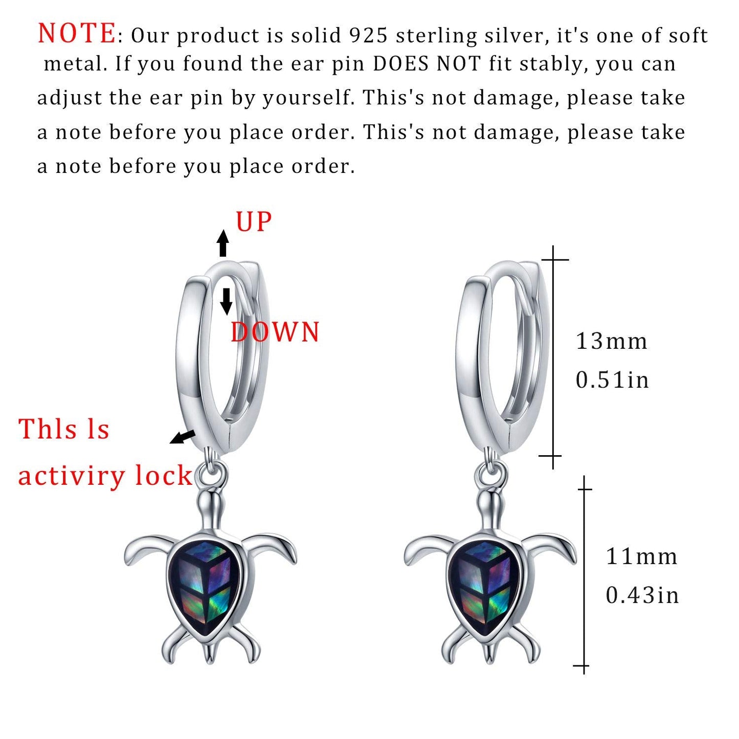 AOVEAO Turtle Earrings S925 Sterling Silver Abalone Sea Turtle for Women Coastal Leverback Drop Dangle Marineflavor Hawaiian Beach Ocean Animal Jewelry Turtles Lovers Gifts for Christmas New Year Valentine's Mother's Day Daily Use for Women Her