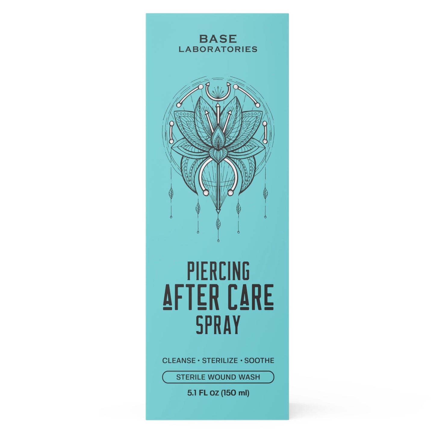 BASE LABORATORIES Piercing Aftercare Spray 4oz | Saline Spray for Piercings | Ear Piercing Cleaner | Saline Solution for Piercings | Keloid Bump Removal for Ears, Belly Nose Piercings - 2PK