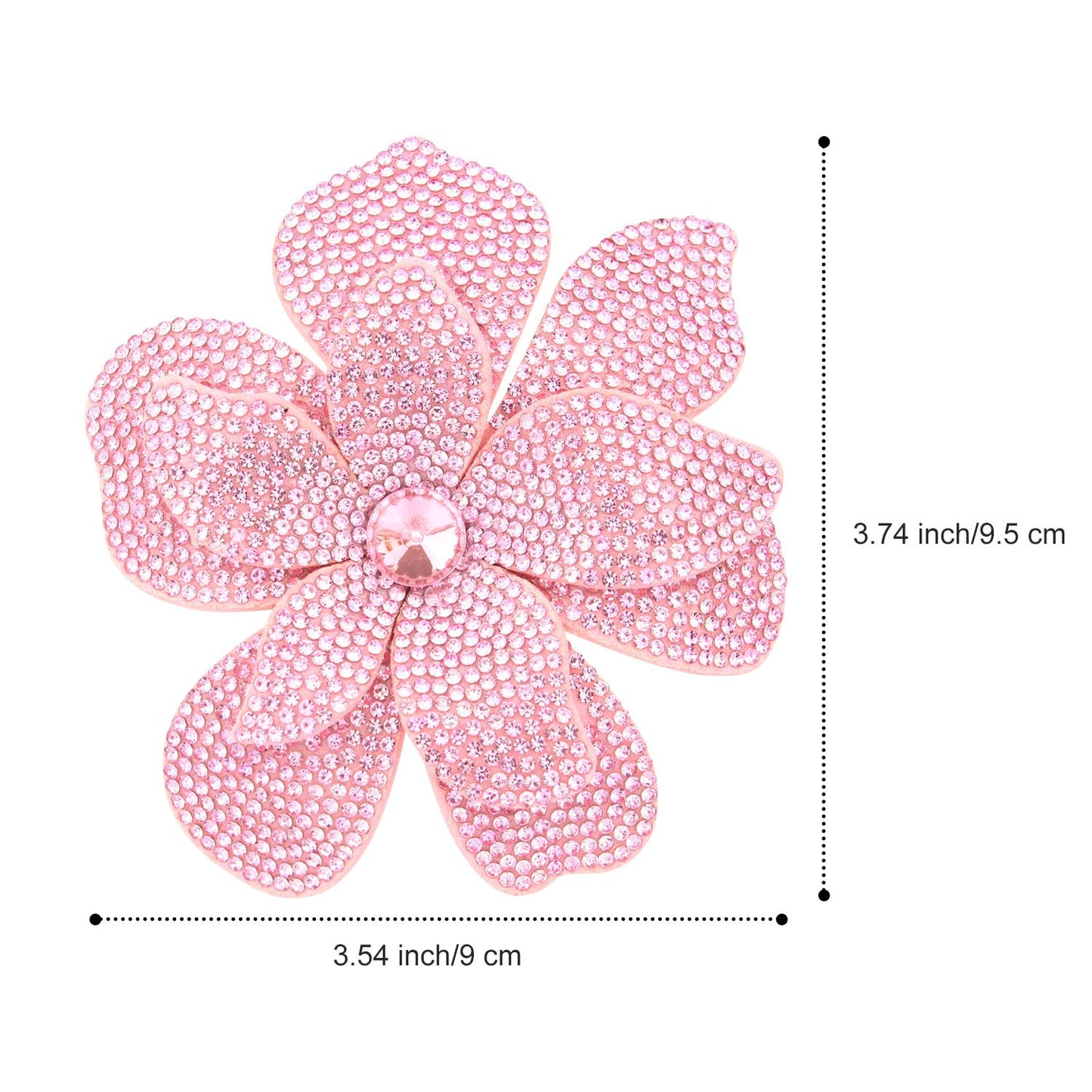 Merdia 3.74 Inches Rhinestone Camellia Flower Brooch Pins & Hair Clips for Women Elegant Created Crystal Lapel Pin Brooches Wedding Party Pink