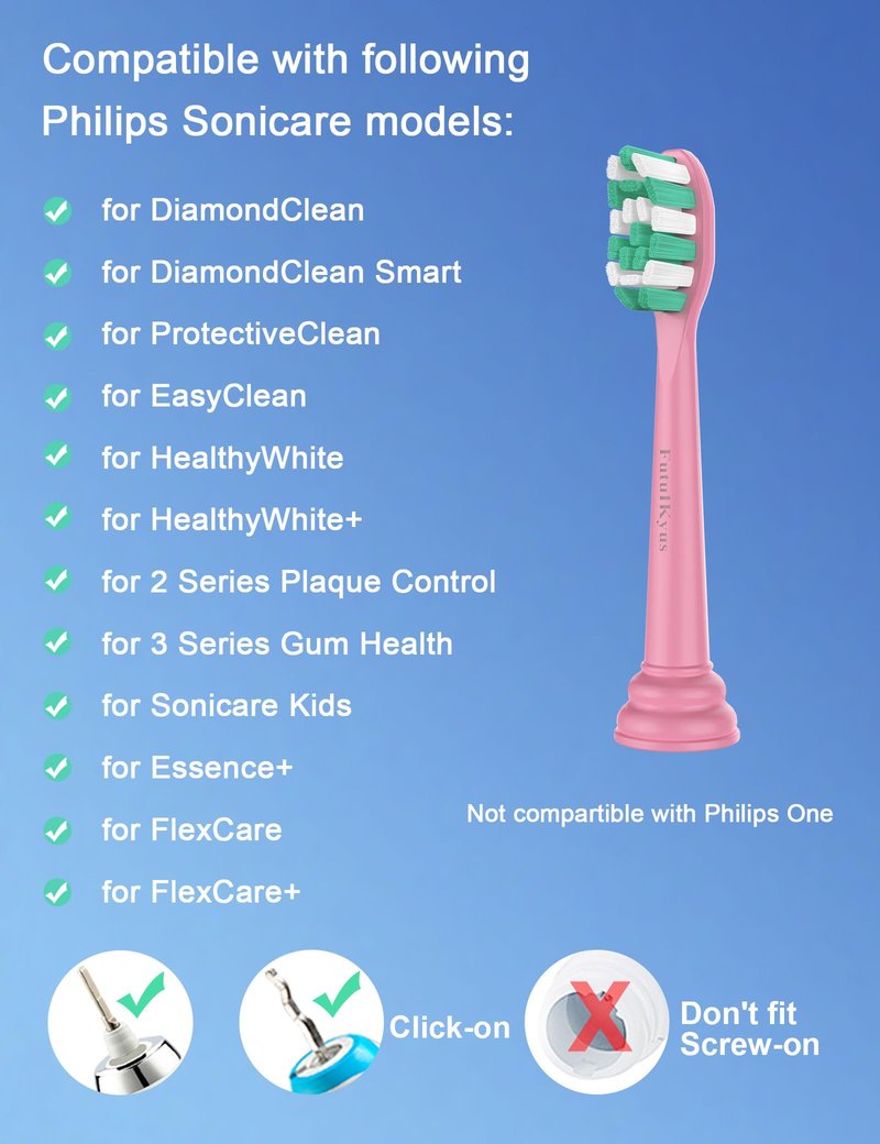Toothbrush Replacement Heads for Philips Sonicare C2 C1 4100 5100 Electric Brush Head, 4 Pack, Pink