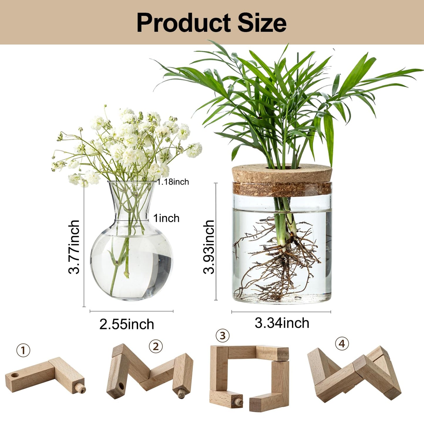JGKYLDZ Plant Propagation Station, 2 Style Glass Planter Terrarium Set for Hydroponic Plants | Home Office Tabletop Decor, Gardening Gifts for Women, Mom, Plant Lovers (8)