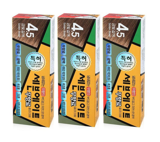 Dongsung Seven Eight Hair Dye Ammonia Free Creamy Type Hair Color 4.5 Golden Brown (Pack of 3)