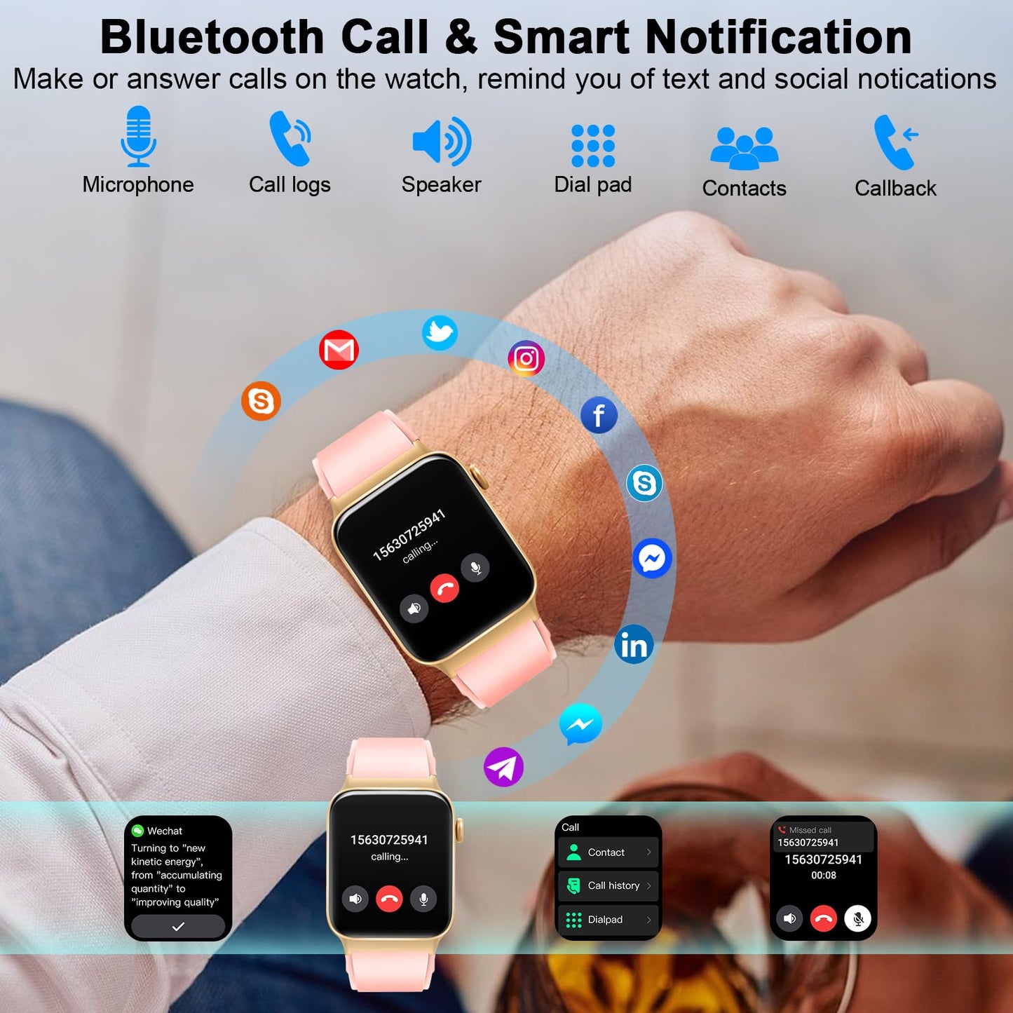 Smart Watch for Men Women(Answer/Make Call), 1.85" Smartwatch 113 Sports Modes Fitness Tracker with Heart Rate Sleep Blood Oxygen Monitor Pedometer, IP68 Waterproof Fitness Watch for Android iOS[2024]