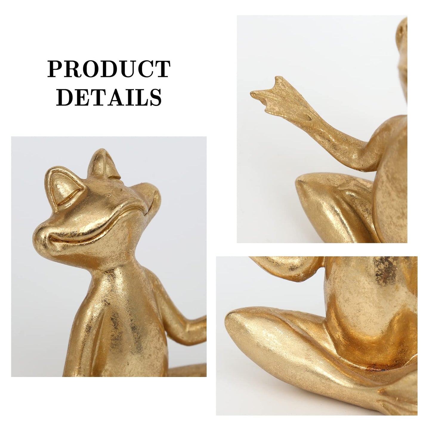 Suoedd Gold Frog Figurines Yoga Decor 3.7In Set of 3 –Frog Yoga Statues for Modern Living Room Desk Table Home Office Bookshelf Shelves Sculptures Decor,Gifts for Mom Women