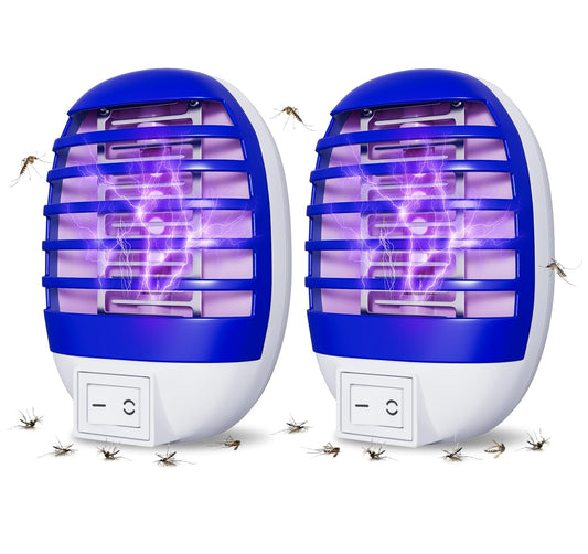 2 Pack Plug in Bug Zapper Indoor Flying Insect Trap, Electronic Mosquito Zapper Gnat Traps with LED Light for Patio, Bedroom, Kitchen, Office