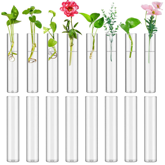 16 Tube Glass Plant Propagation Stations Clear Glass Test Tubes Tiered Planters Accessories for Home Office Plant Hanger Flower Vases Wall Decor Hydroponic Cuttings Clear Vases