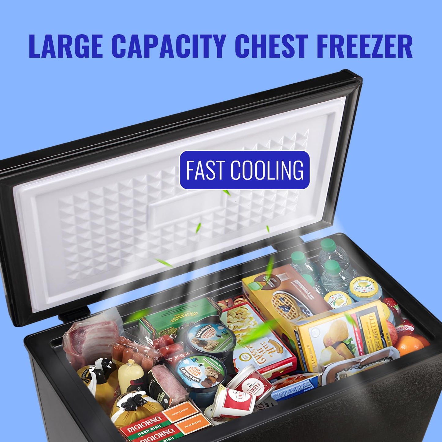 WANAI Chest Freezer Large Compact Deep Freezers Fast Freezing Freezers for Home Office Dorm, Apartment Size Freezr with Removable Basket, Wheels & Adjustable Feet, 7 Temp from -12℉ to 50℉, White