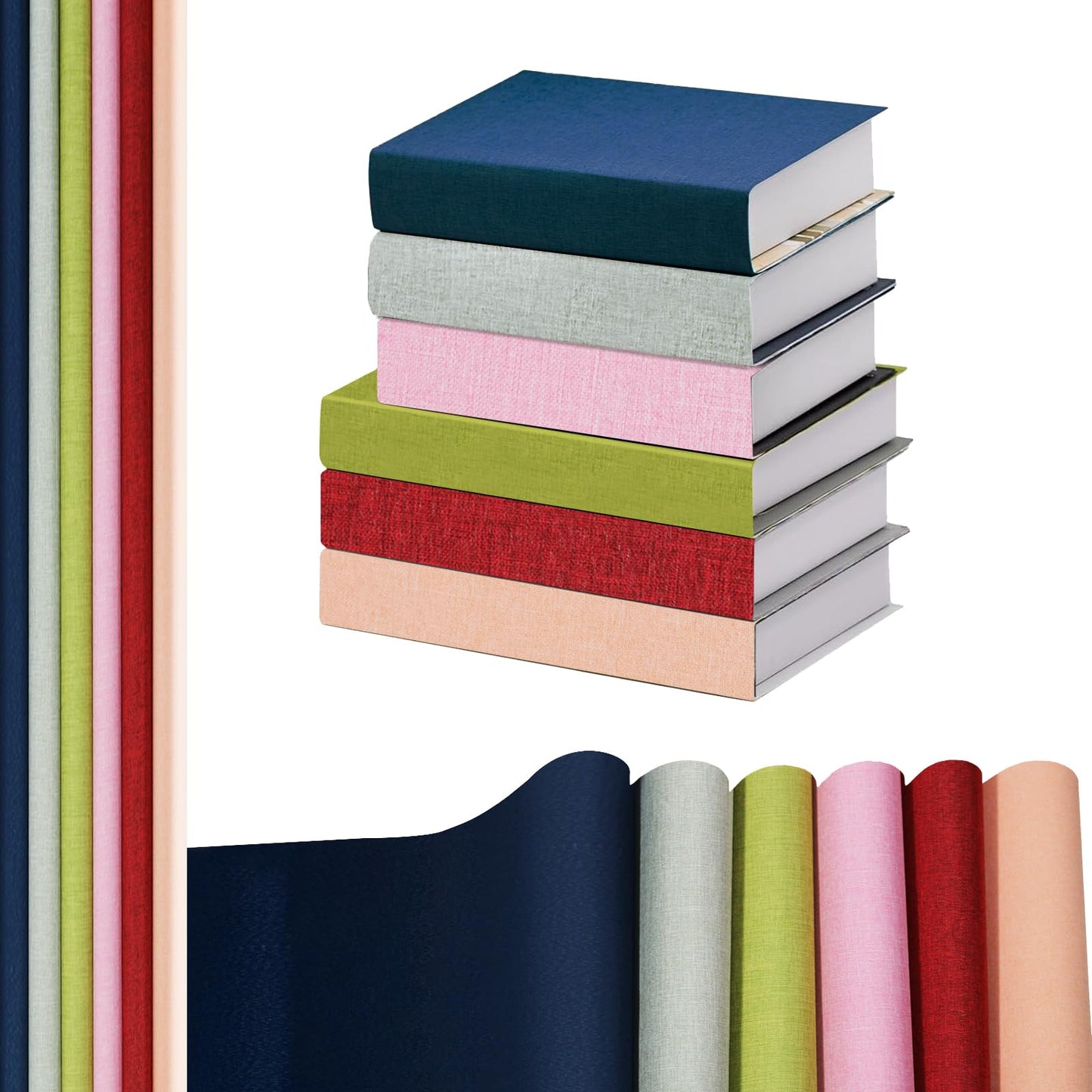 6PCS 40 x 16 Inch Book Cloth Fabric Book Cloth for Binding Books Scrapbook Album DIY Crafts (6 Colors) (Colour 1)