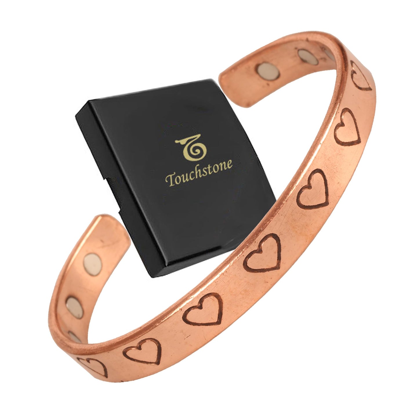 Touchstone - Symbolic Love Heart Shape - Copper magnetic bracelet Tibetan style. Hand forged with solid and high gauge pure copper.
