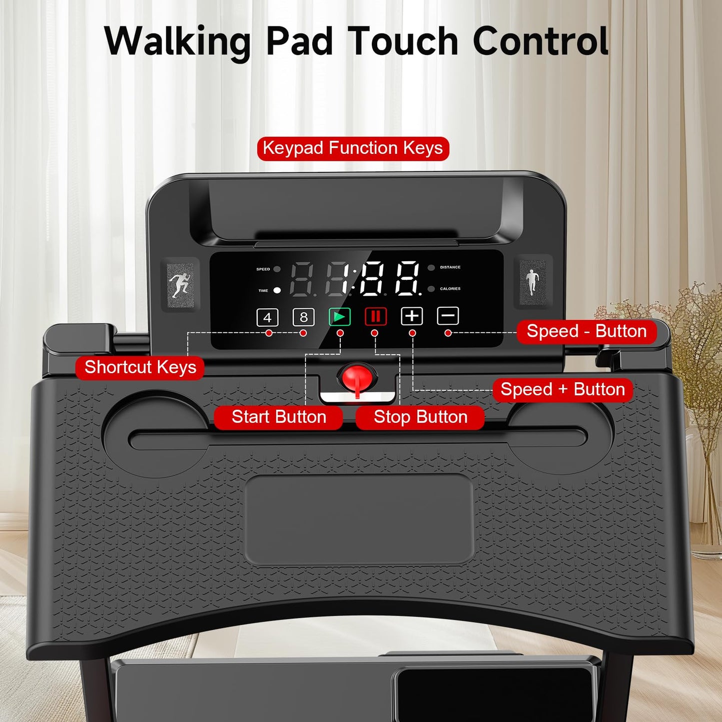 9% Incline Walking Pad with DEST, Foldable and Compact Treadmill for Home Small,Portable Treadmill with Removable Computer Desk,Folding Design with 320LBS Weight Capacity and LED Display(L)